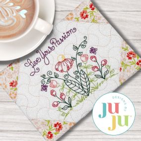 ITH Live Your Passion Mug Rug | Machine Embroidery Designs by JuJu