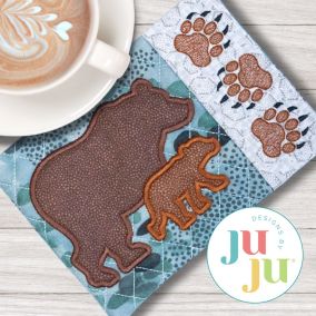 ITH Northwoods Bear Mug Rug | Machine Embroidery Designs by JuJu