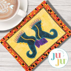ITH Witch Boots Mug Rug | Machine Embroidery Designs by JuJu