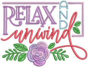 Just Relax Word Art 2 Machine Embroidery Designs by JuJu