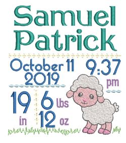 Lamb Birth Announcement Template Machine Embroidery Designs by JuJu