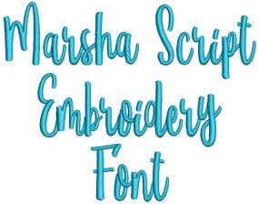 Marsha Script Embroidery Font | Machine Embroidery Designs by JuJu