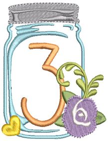 Mason Jar Numbers | Machine Embroidery Designs by JuJu