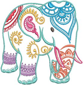 Mehndi Elephants Machine Embroidery Designs by JuJu