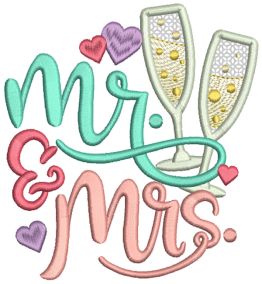 Mr and Mrs Word Art Machine Embroidery Designs by JuJu
