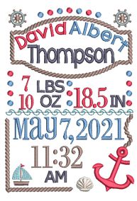 Nautical Birth Announcement Template Machine Embroidery Designs by JuJu