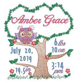 Owl Birth Announcement Template Machine Embroidery Designs by JuJu
