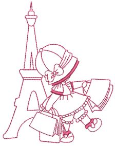 Paris Sunbonnets Redwork Machine Embroidery Designs by JuJu