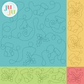 Holly Stockings Quilting Backdrops Design | Machine Embroidery Designs by JuJu