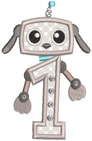 Robotic Friends Numbers | Machine Embroidery Designs by JuJu