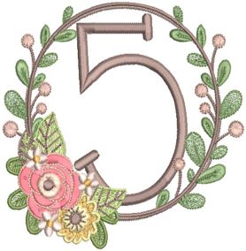 Rustic Wreath Numbers Digital Embroidery Machine Designs by JuJu
