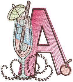 Sketchy Cocktail Alphabet | Machine Embroidery Designs by JuJu