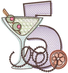Sketchy Cocktail Numbers | Machine Embroidery Designs by JuJu