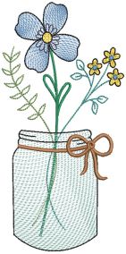 Spring Sketch Mason Jars 1 Machine Embroidery Designs by JuJu