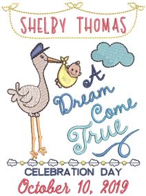 Stork Adoption Announcement Machine Embroidery Designs by JuJu
