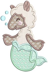 Sweet Llama Mermaids Machine Embroidery Designs by JuJu
