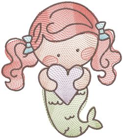 Sweet Mermaids Sketch Machine Embroidery Designs by JuJu