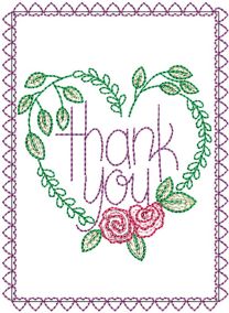 Thank You Greeting Cards 1 | Machine Embroidery Designs by JuJu