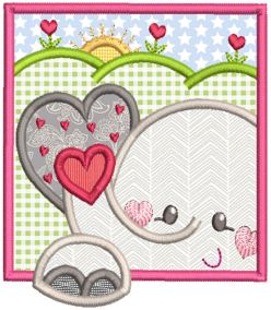 Valentine Animal Squares Applique Machine Embroidery Designs by JuJu