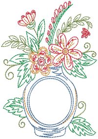 Vintage Floral Monogram Vases 1 | Machine Embroidery Designs by JuJu