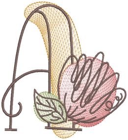 Vintage Sketch Blooming Alphabet | Machine Embroidery Designs by JuJu
