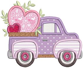 Vintage Valentine Trucks Applique Machine Embroidery Designs by JuJu 
