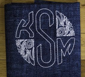 Three Letter Deco Bean Stitch Circular Monogram Machine Embroidery Designs by JuJu