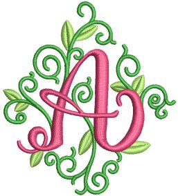 Diamond Floral Monogram Machine Embroidery Designs by JuJu