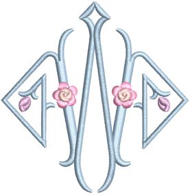 Diamond Rosebud Monogram Machine Embroidery Designs by JuJu
