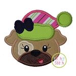 Winter Dog Face Girl Applique | Machine Embroidery Designs by JuJu