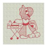 Sunbonnet Sue Days of the Week Redwork Machine Embroidery Designs by JuJu