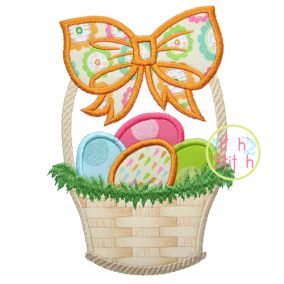 Itch 2 Stitch Easter Basket Bow Applique Digital Embroidery Machine Designs by JuJu