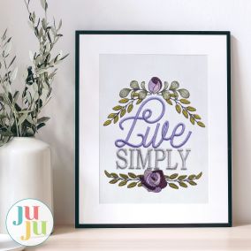 Live Simply Word Art Embroidery Design | Machine Embroidery Designs by JuJu