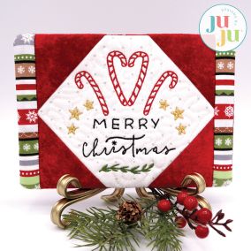 Inspirational Christmas Mug Rug - Candy Cane by Oma's Place | Machine Embroidery Designs by JuJu