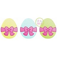 Egg Big Bow Trio Sketch | Machine Embroidery Designs by JuJu