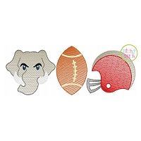 Elephant Football Trio Sketch Embroidery | Machine Embroidery Designs by JuJu