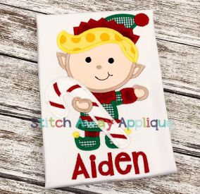 Elf Candy Cane | Machine Embroidery Designs by JuJu/ Stitch Away Applique 