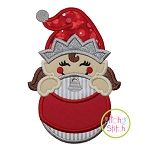 Elf Girl Ornament Peeker Applique | Machine Embroidery Designs by JuJu