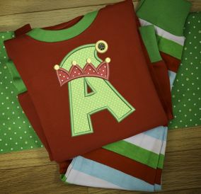 Elf Hat Applique Alphabet Machine Embroidery Designs by JuJu