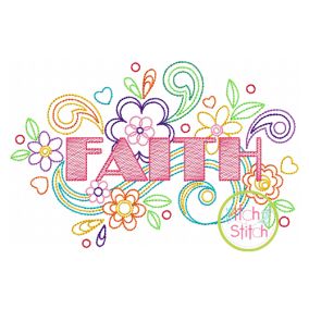 Itch 2 Stitch Faith Doodle Digital Embroidery Machine Designs by JuJu