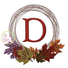Fall Leaves Monogram Frame | Machine Embroidery Designs by JuJu