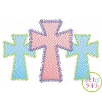 Fancy Cross Trio Sketch Embroidery | Machine Embroidery Designs by JuJu