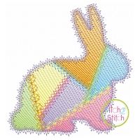 Fancy Patchwork Bunny Sketch Embroidery | Machine Embroidery Designs by JuJu
