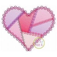Fancy Patchwork Heart Sketch Embroidery | Machine Embroidery Designs by JuJu