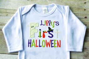 First Halloween Word Art Embroidery Design