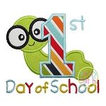 First School Day Worm Applique | Machine Embroidery Designs by JuJu