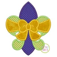 Fleur De Lis Big Bow Applique | Machine Embroidery Designs by JuJu