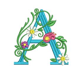 Floral Monogram Non Split Version Machine Embroidery Designs by JuJu
