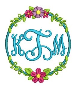 Circle Flower Wreaths Monogram Frames Machine Embroidery Designs by JuJu