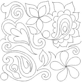 Flower Power Paisley 1 End-to-End Quilting Embroidery Design | Machine Embroidery Designs by JuJu